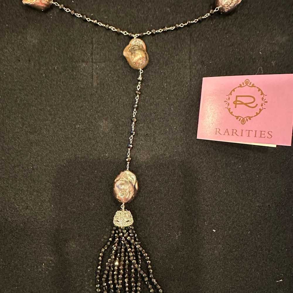Rarities Black and Gold Y-Shaped Tassel Necklace